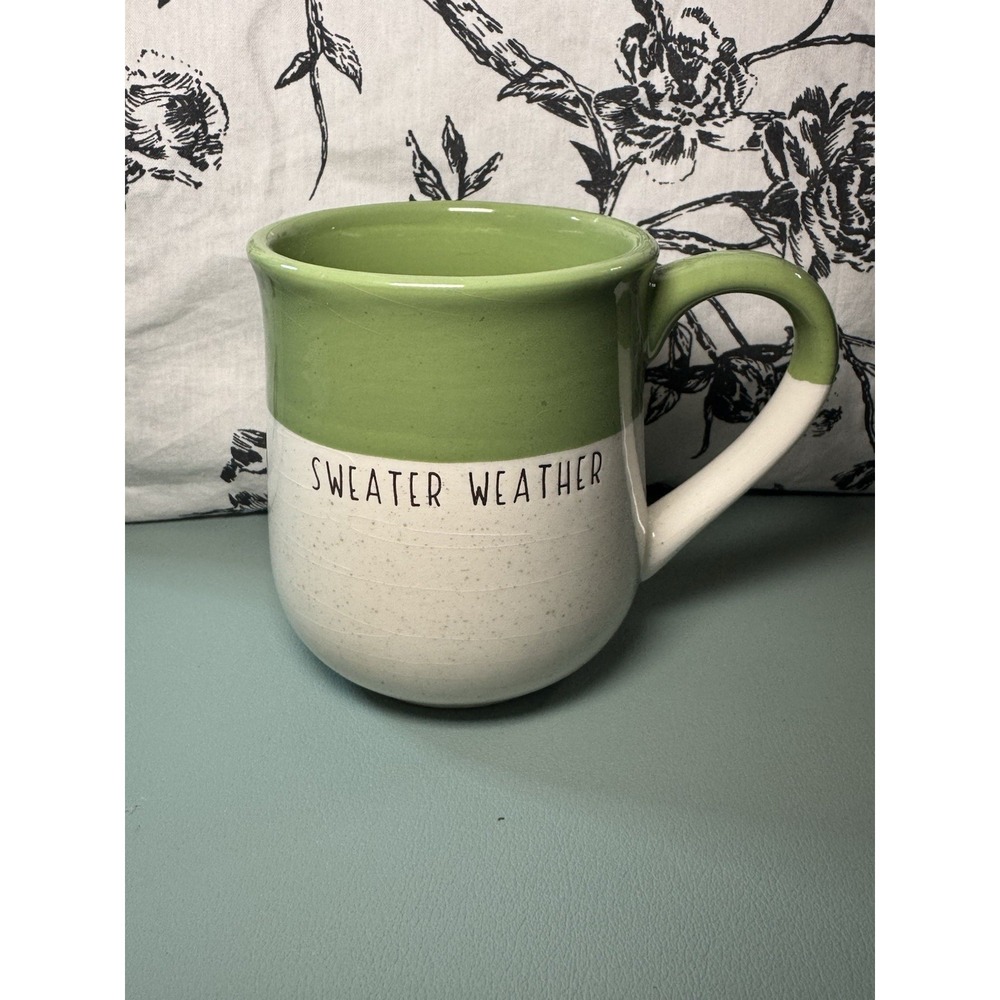 Sweet Water Decor Sweater Weather Stoneware Coffee Mug Two-tone Green & Cream